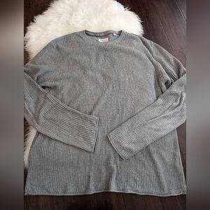 Billy Reid T-Shirt Mini Waffle Crew Long Sleeve Cotton Camera Huckberry XL Grey